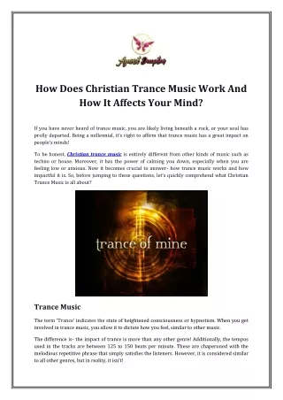 How Does Christian Trance Music Work And How It Affects Your Mind?