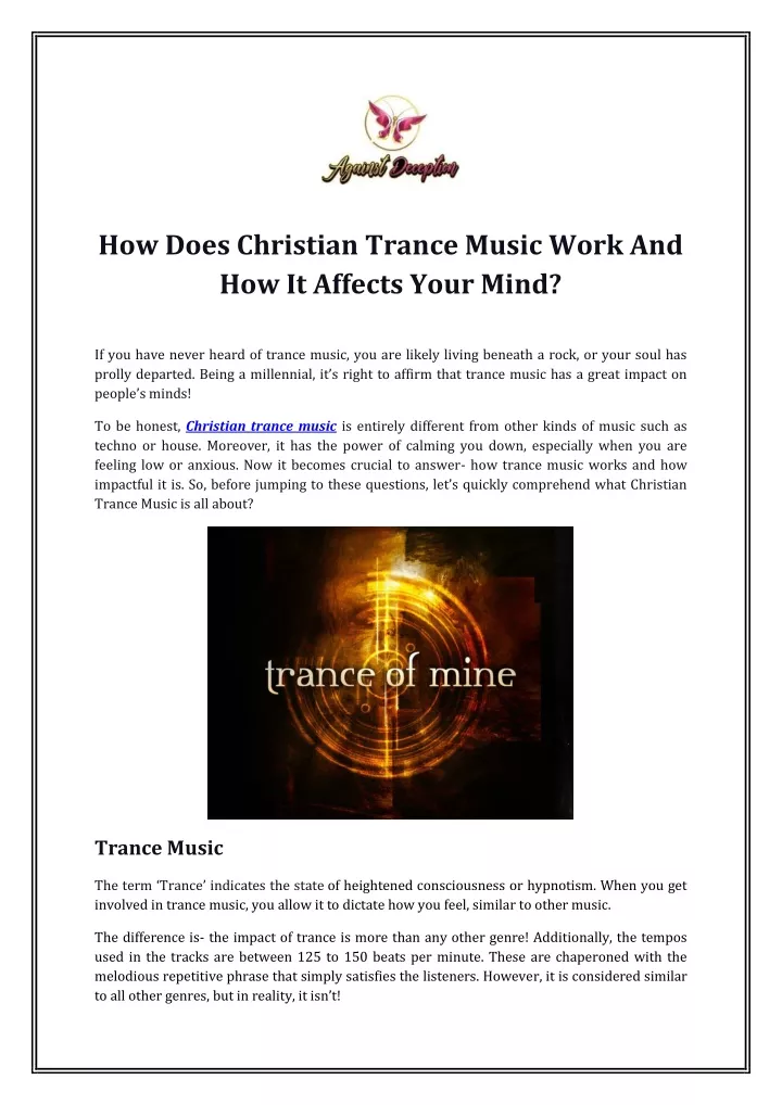 how does christian trance music work