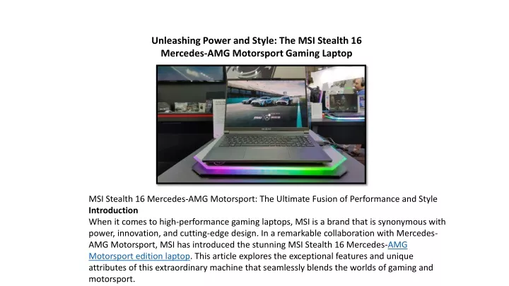 unleashing power and style the msi stealth