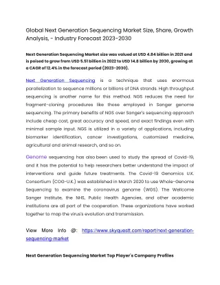 global next generation sequencing market size