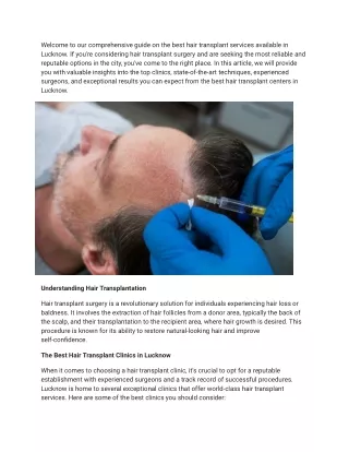 Hair transplant in Lucknow