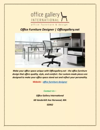 Office Furniture Designer | Officegallery.net