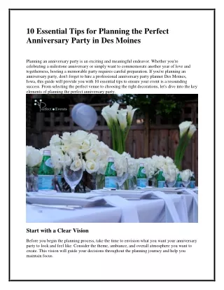 10 Essential Tips for Planning the Perfect Anniversary Party in Des Moines