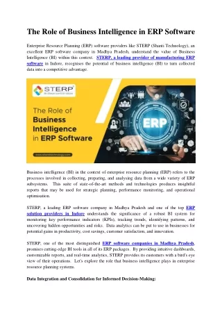 The Role of Business Intelligence in ERP Software