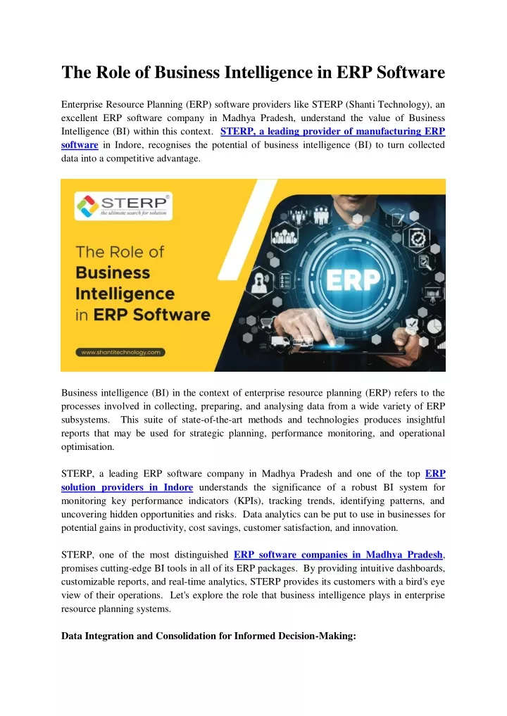 the role of business intelligence in erp software
