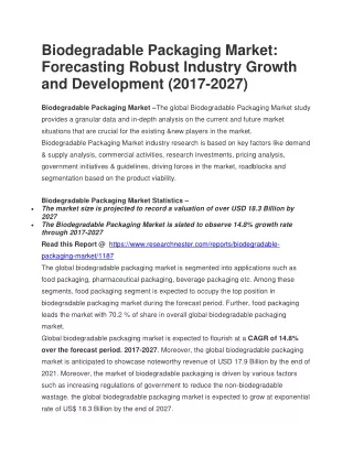 biodegradable packaging market forecasting robust