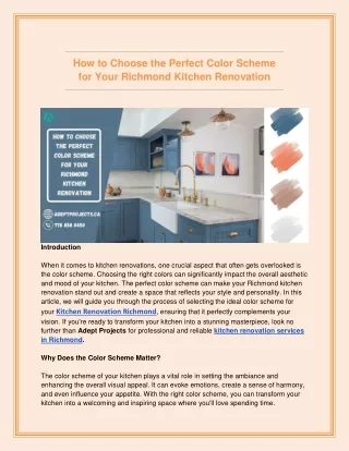 How to Choose the Perfect Color Scheme for Your Richmond Kitchen Renovation