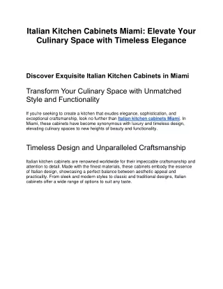 Modern Living with Elegant Italian Kitchen Cabinets Miami
