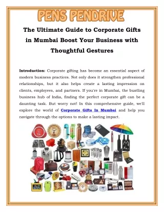 The Ultimate Guide to Corporate Gifts in Mumbai Boost Your Business with Thoughtful Gestures