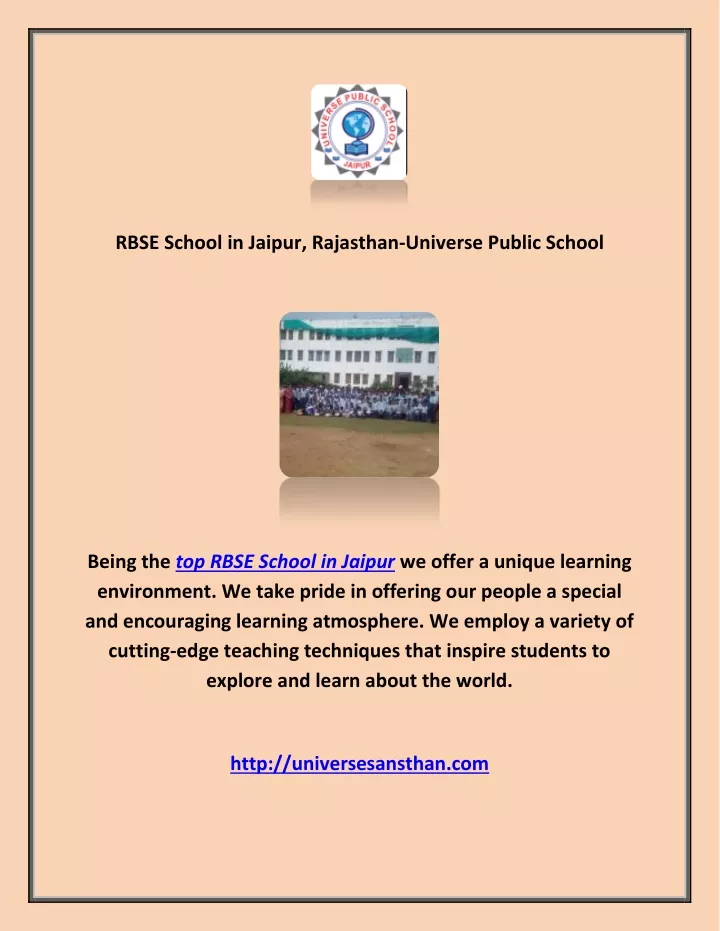 rbse school in jaipur rajasthan universe public