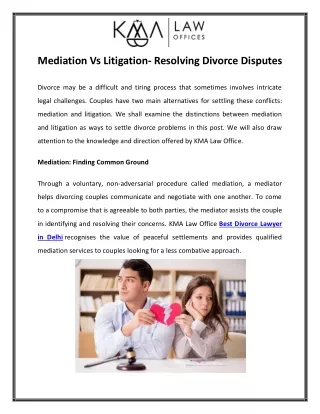 mediation vs litigation resolving divorce disputes
