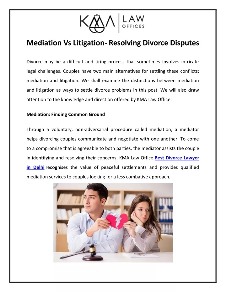 mediation vs litigation resolving divorce disputes