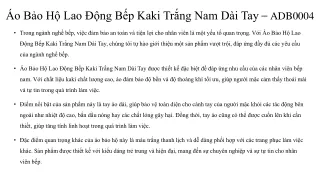 Áo Bảo Hộ Lao Động Bếp Kaki Trắng