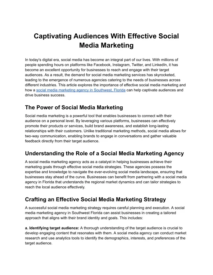 captivating audiences with effective social media
