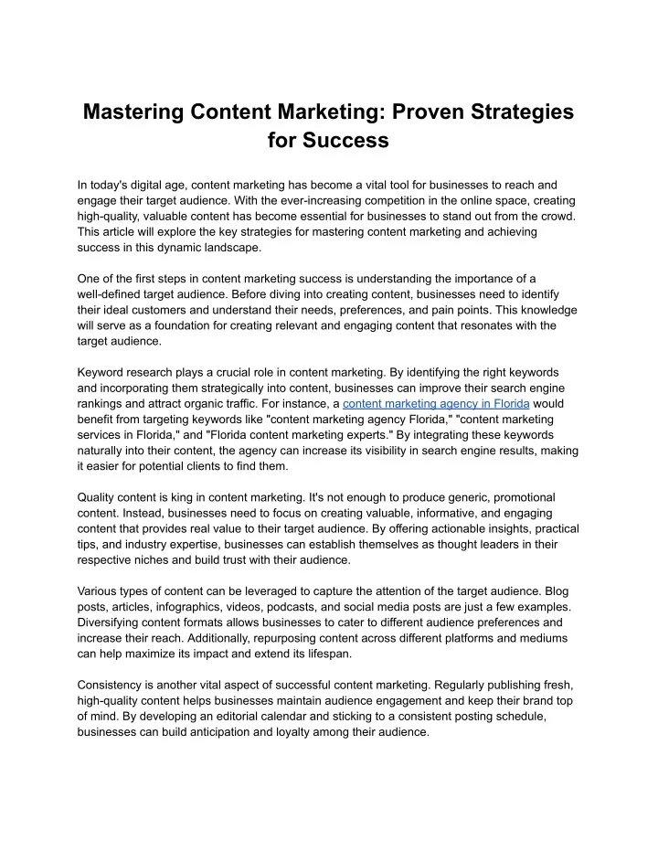 mastering content marketing proven strategies
