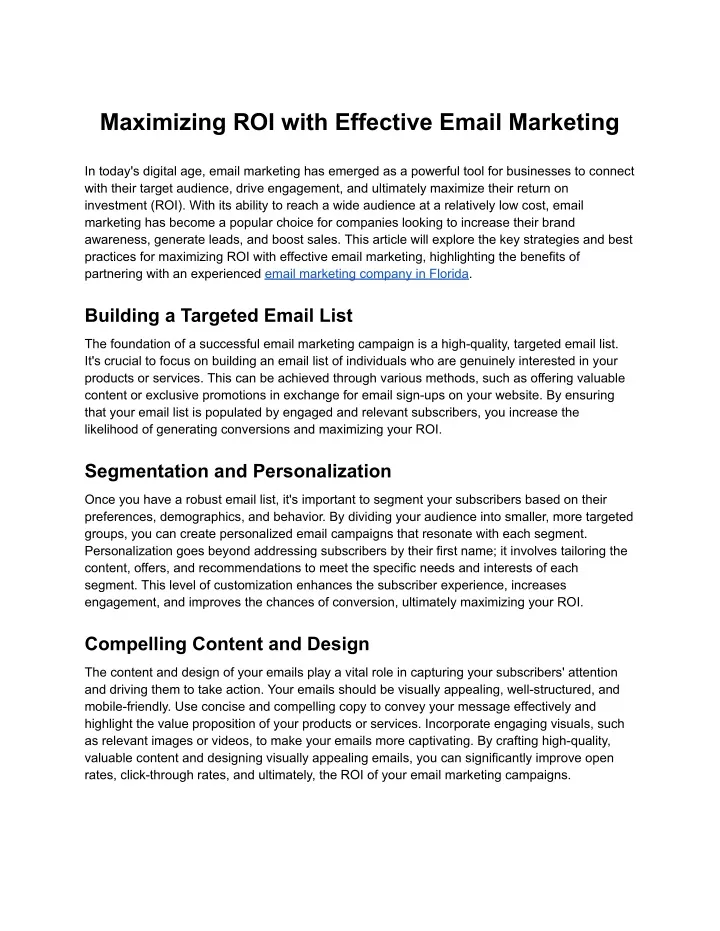maximizing roi with effective email marketing