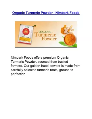 Organic Turmeric Powder | Nimbark Foods