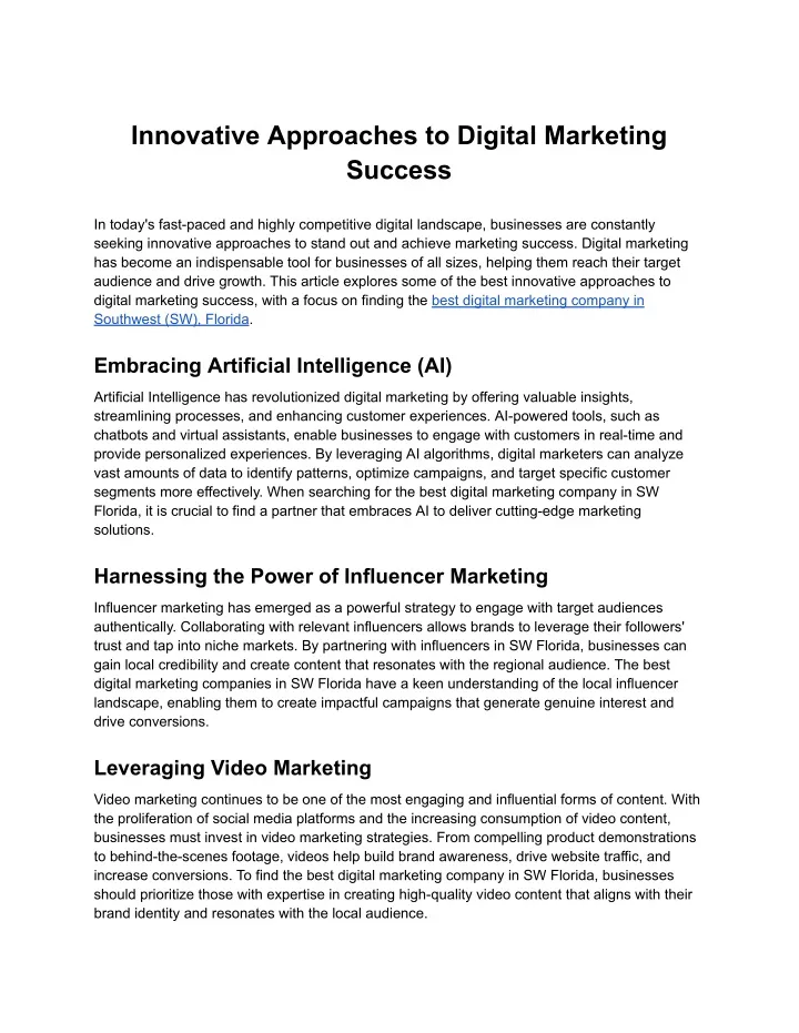 innovative approaches to digital marketing success
