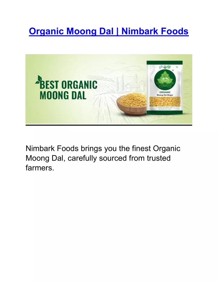 organic moong dal nimbark foods