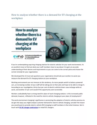 How to analyze whether there is a demand for EV charging at the workplace