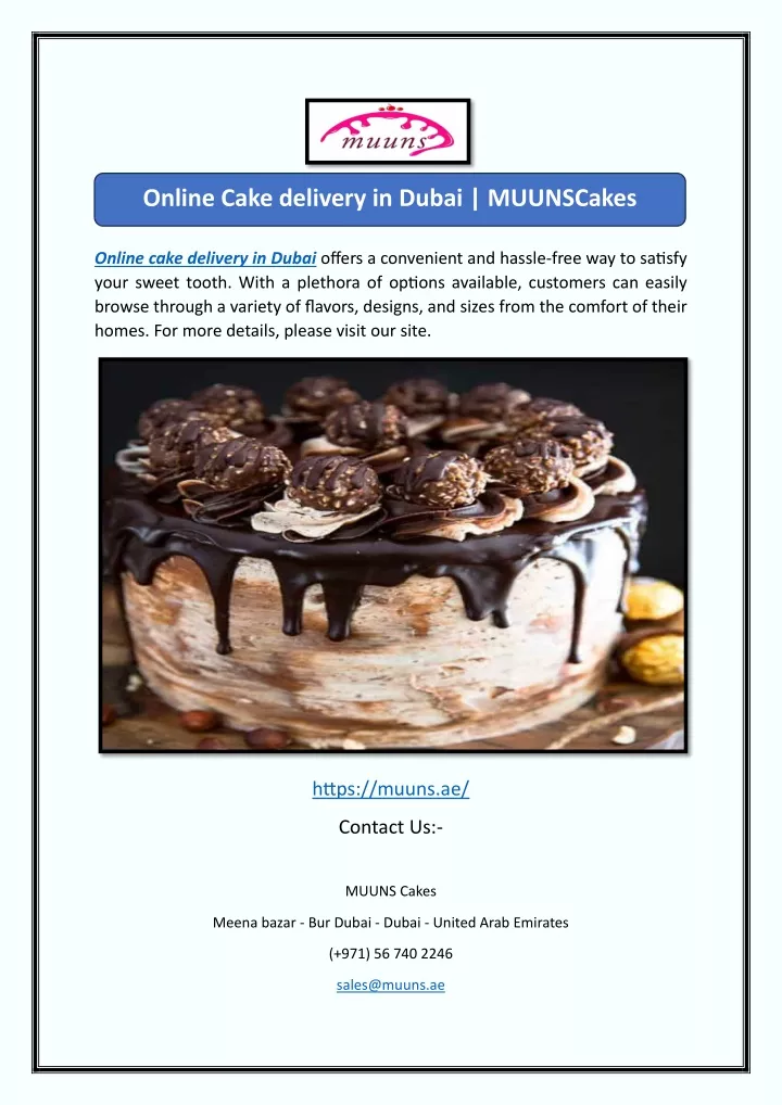 online cake delivery in dubai muunscakes