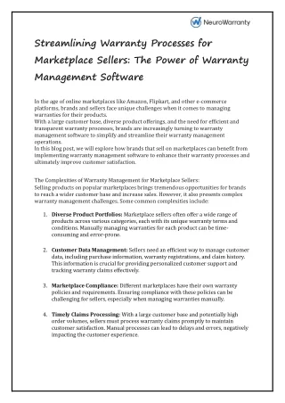 Streamlining Warranty Processes for Marketplace Sellers