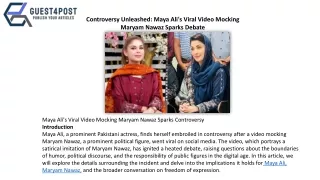 Maya Ali's Viral Video Mocking Maryam Nawaz