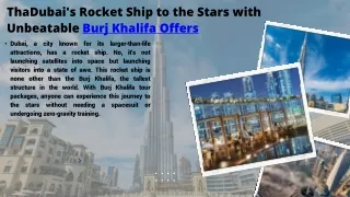 Dubai's Rocket Ship to the Stars with Unbeatable Burj Khalifa Offers