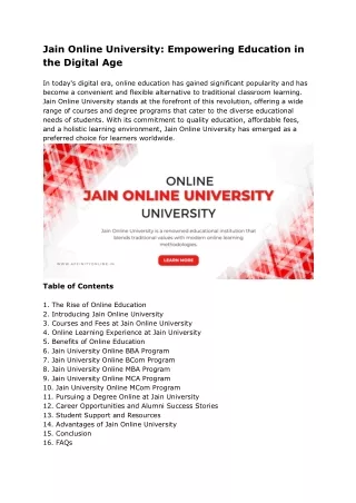 Jain Online University_ Empowering Education in the Digital Age