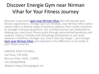 Discover Energie Gym near Nirman Vihar for Your Fitness Journey