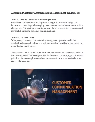 automated customer communications management