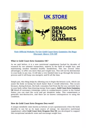 Gold Coast Keto Gummies PDF