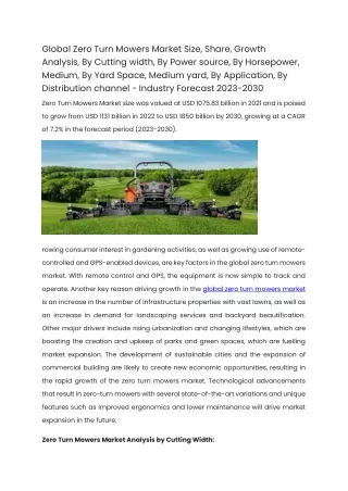 global zero turn mowers market size share growth