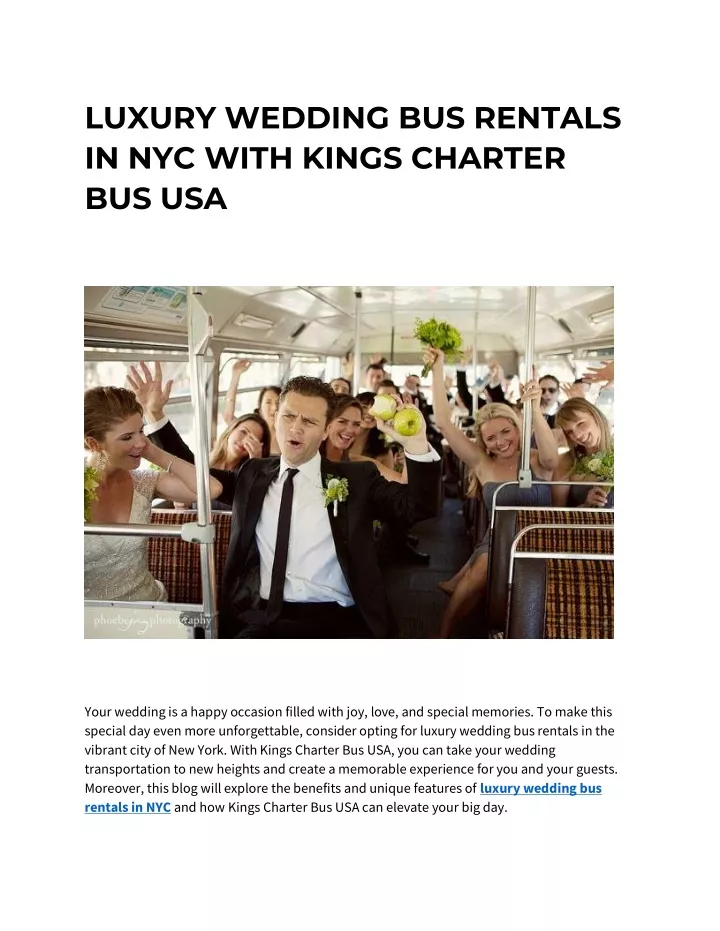 luxury wedding bus rentals in nyc with kings