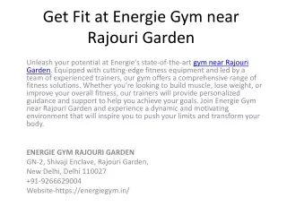 Get Fit at Energie Gym near Rajouri Garden
