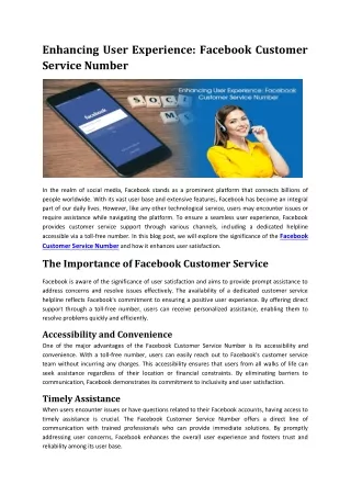 Enhancing User Experience: Facebook Customer Service Number