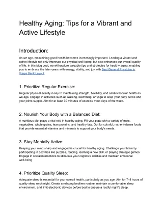 healthy aging tips for a vibrant and active