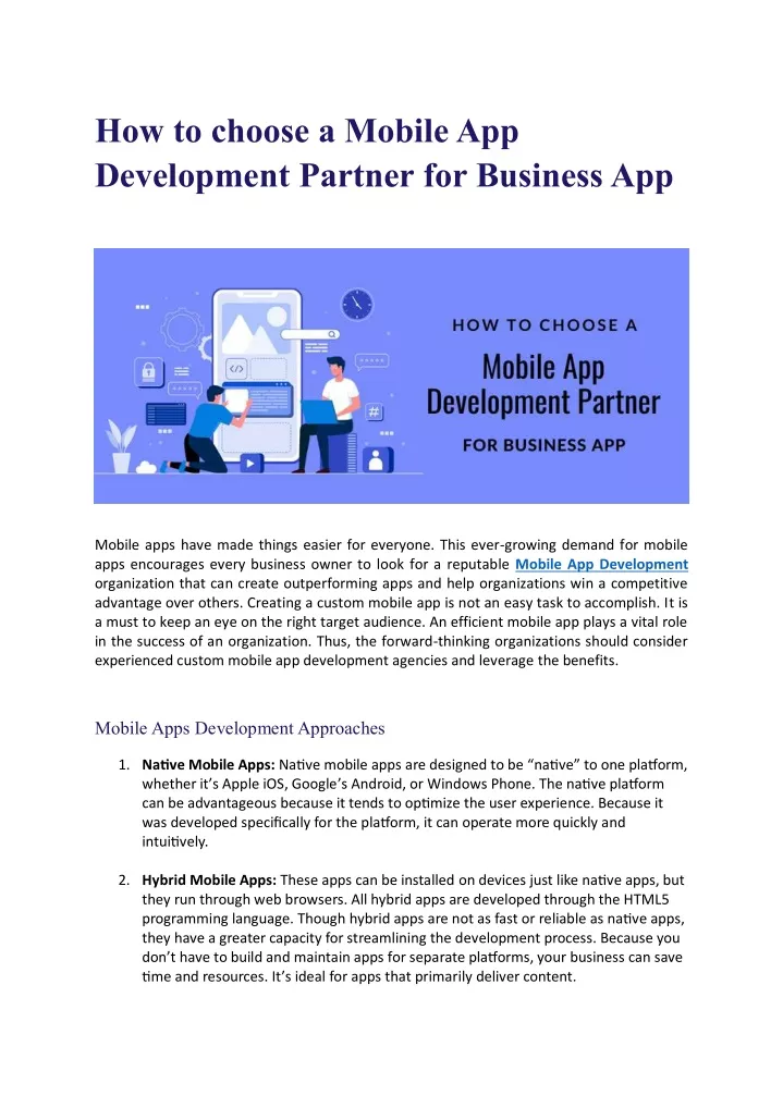 how to choose a mobile app development partner