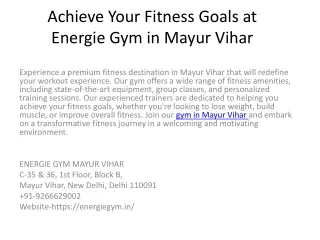 Achieve Your Fitness Goals at Energie Gym in Mayur Vihar