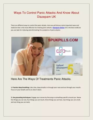 Ways to control panic attacks and know about Diazepam UK
