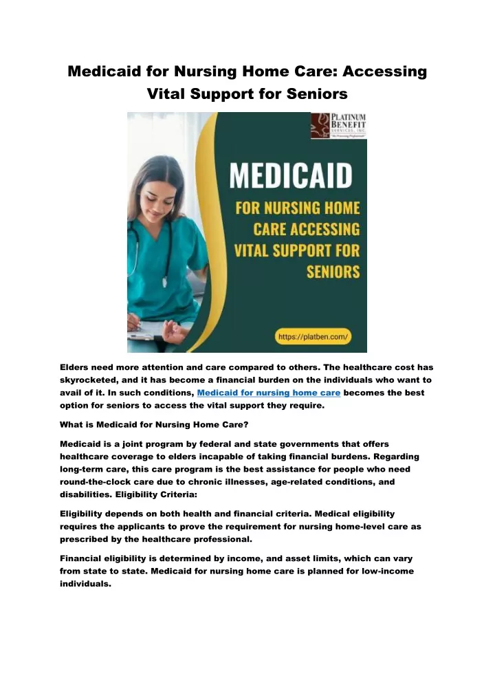 medicaid for nursing home care accessing vital