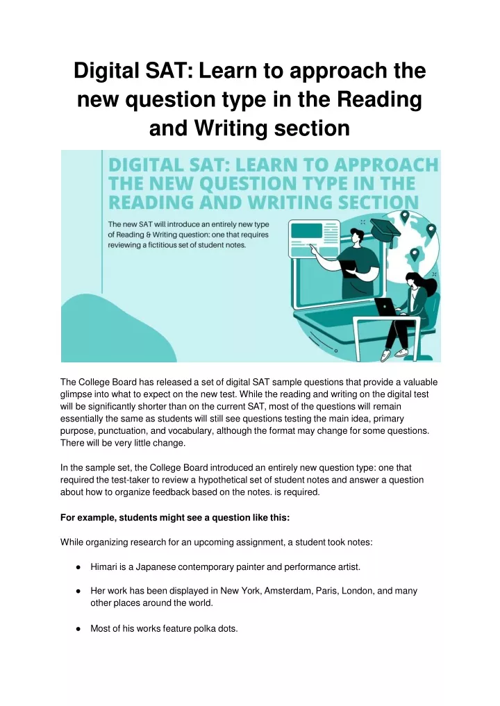 digital sat learn to approach the new question type in the reading and writing section