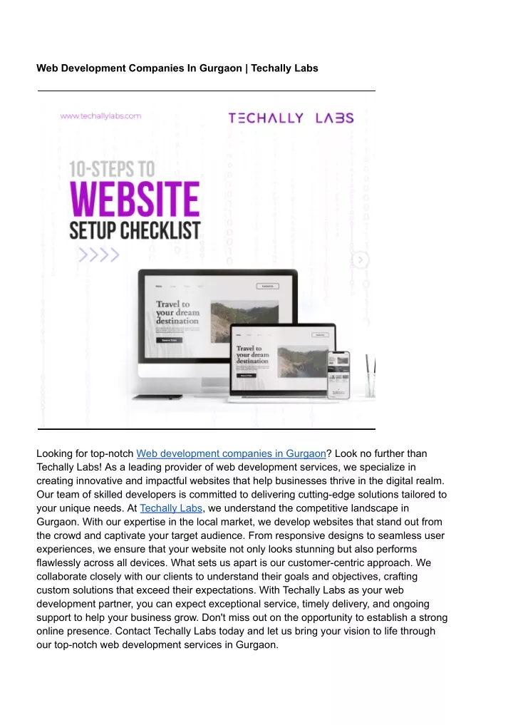 web development companies in gurgaon techally labs