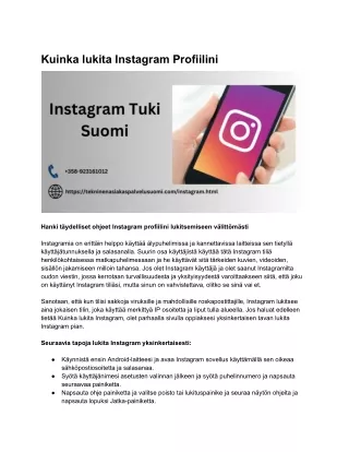 Kuinka lukita Instagram Profiilini