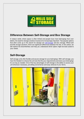 Difference Between Self-Storage and Box Storage