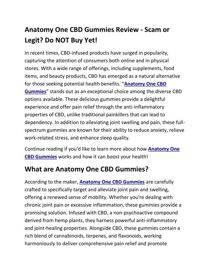 anatomy one cbd gummies review scam or legit