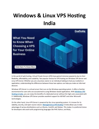 Windows & Linux VPS Hosting India