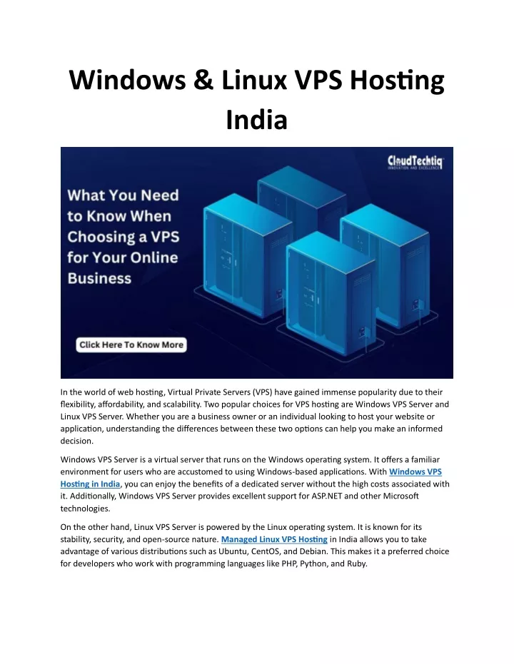windows linux vps hosting india