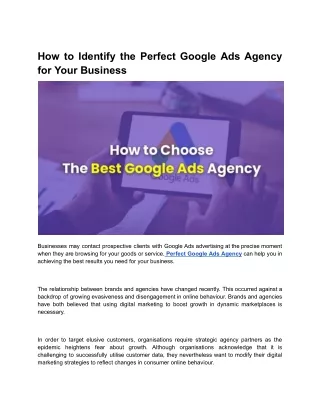 How to Identify the Perfect Google Ads Agency for Your Business