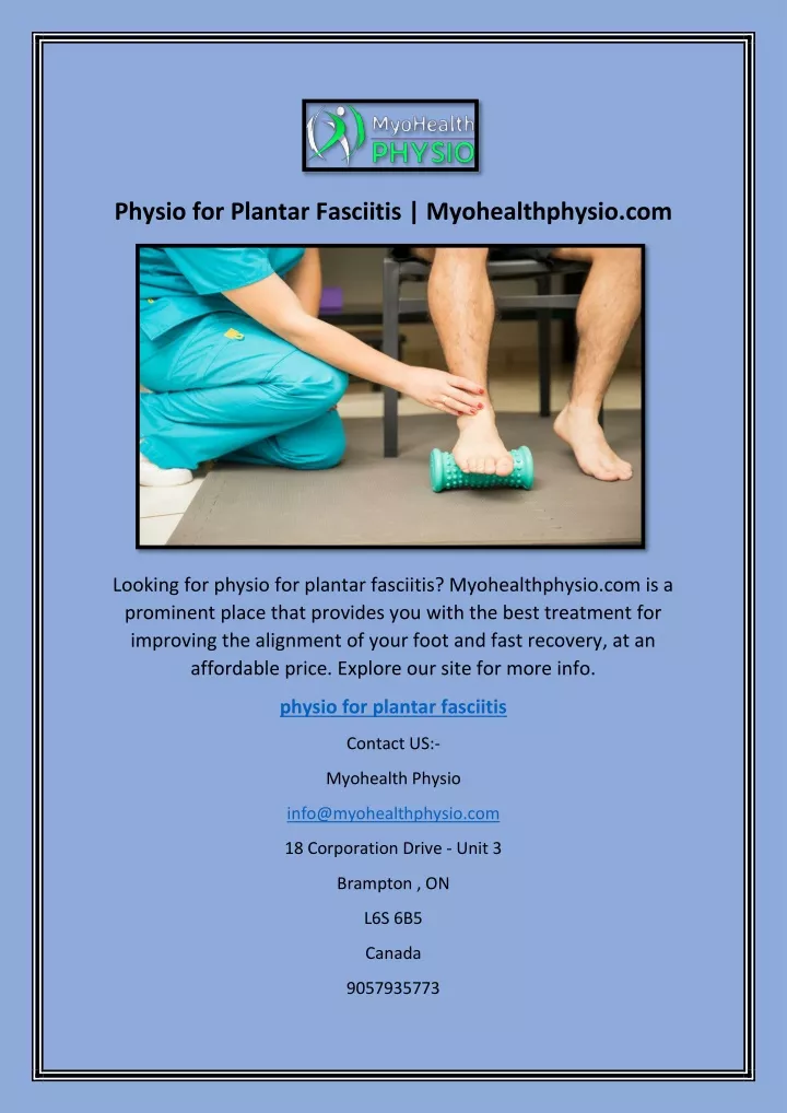 physio for plantar fasciitis myohealthphysio com